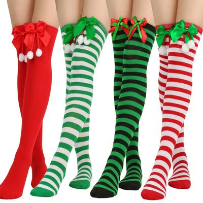 Świąteczne skarpetki zakolanówki podkolanówki ciepłe pończochy damskie skarpety Boot ocieplacz na nogi wysokie skarpetki do codziennego noszenia Xmas Party Cosplay