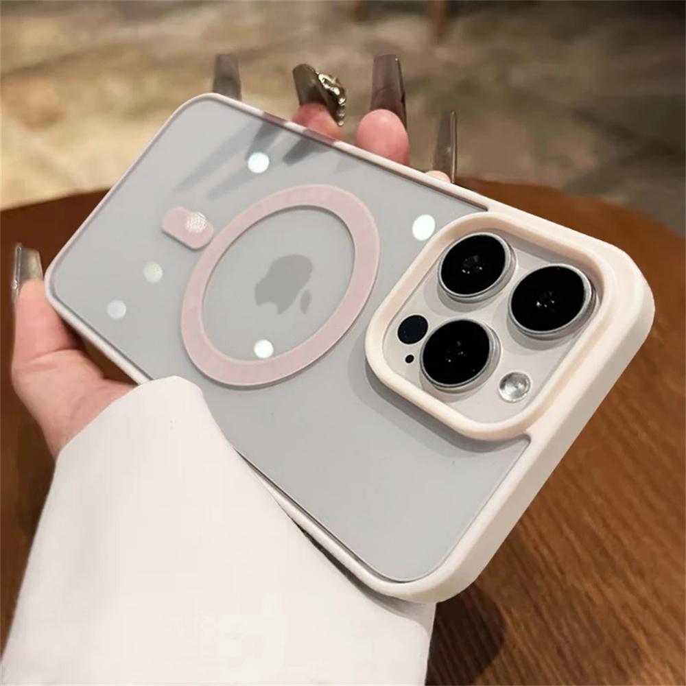 For iPhone 16 15 14 13 12 11 Pro X XS XR Max 7 8 Plus Mini Luxury Magsafe Transparent Case Magnetic Wireless Charge Phone Cover
