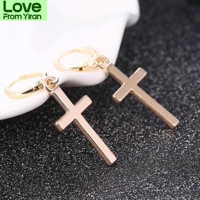1pair Fashion Women Men Cross Pendant Cricle Earring Tragus Cartilage Earrings Punk Gift Jewelry Gold Cool Engagement Party