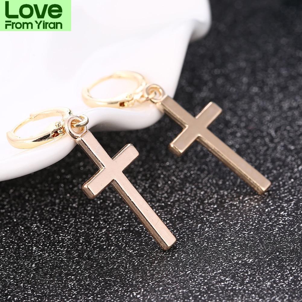 

1 пара Мода Жіноча Чоловіча Хрестова Кулон Сережка Cricle Сережки Козелок Хрящ Сережки Панк Подарунок Ювелірні Вироби Золото Крута Заручини срібний