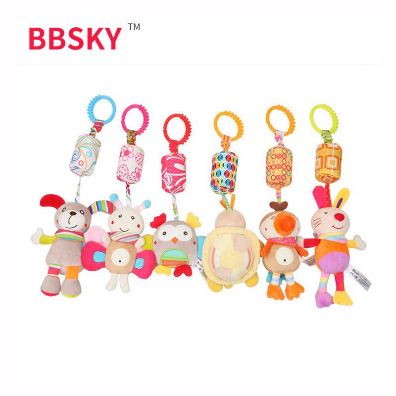 BBSKY Cartoon Animal Plush Hanging Baby Mobile Rattle Toy
