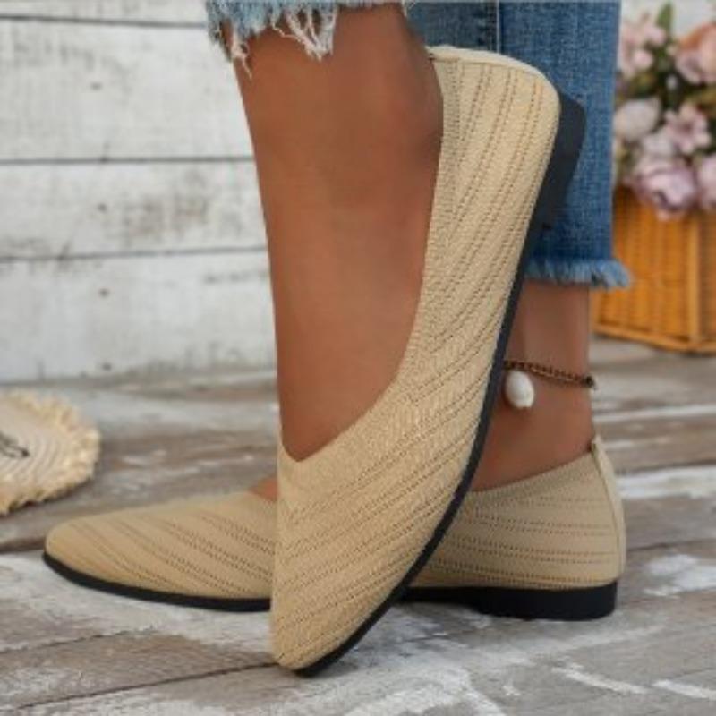 Knitted Large-size Women's Shoes Spring and Autumn New Comfortable and Breathable Fashion Versatile Casual Flats