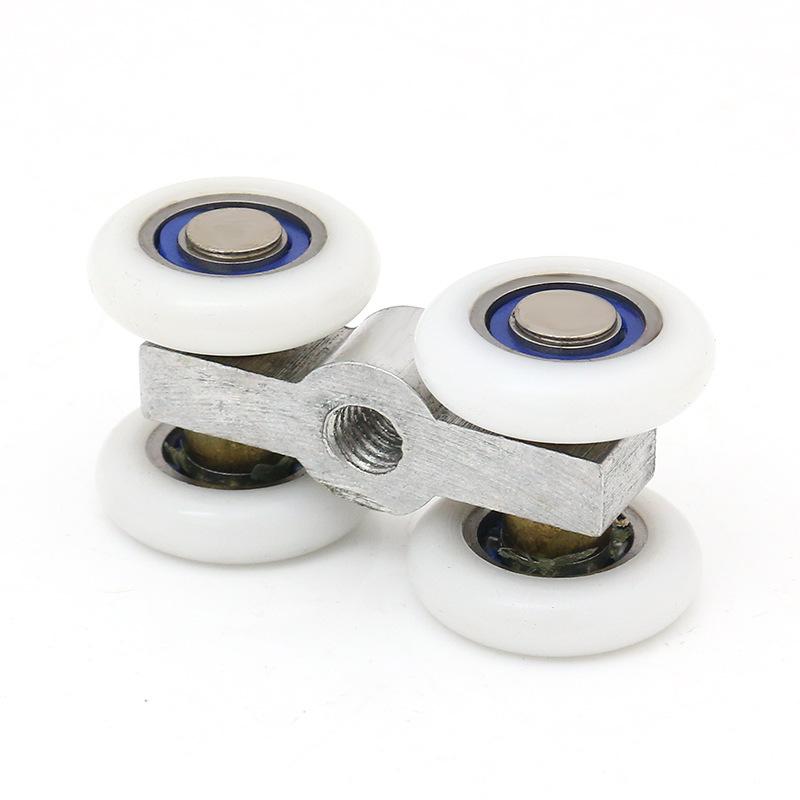 10PCS/LOT Small Width21.5mm Shower Glass Room Sliding Door Fitting Hanging Pulley Wheel Hanging Four Roller Wheel Pulley