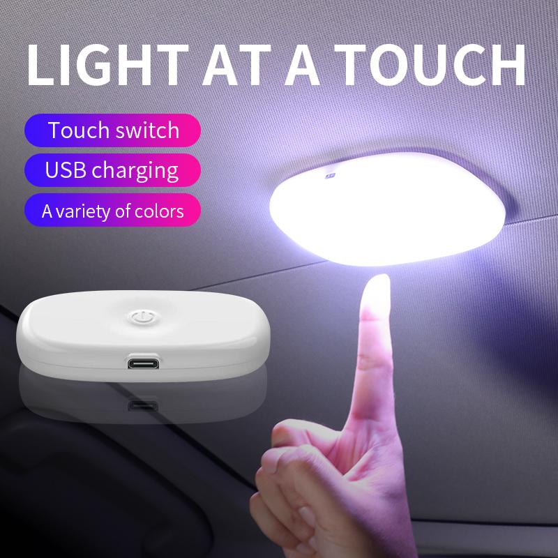 2023 LED Car Reading Light Car Trunk Ceiling Trunk Light Ceiling Light USB Rechargeable Signal Lamp Car Accessories