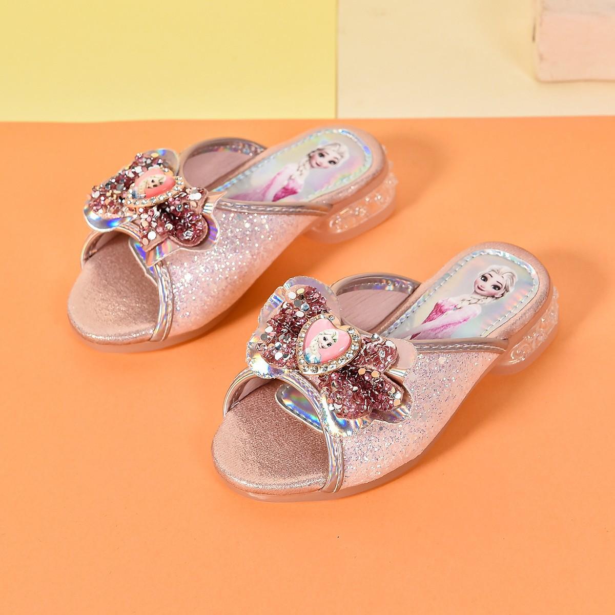 

Girls Summer New Sandals, Elsa Princess Shoes with Bow, Non-Slip Slip-On Shoes for Older Girls 26-30Code/One Hand Shot5D розовый
