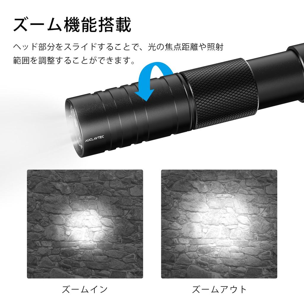AUCLAYTEC Rechargeable Penlight of LED Mini 360 3 Dimmable IPX5 Aluminum Alloy Zoom for Car Disaster Outdoor Camping (Set 2) Flashlight, Handheld,