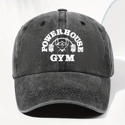 Unisex POWERHOUSE GYM bedruckte Vintage-Wasch-Baseballkappe, verstellbares Design, geeignet für alle Jahreszeiten, für Outdoor und den täglichen Gebrauch