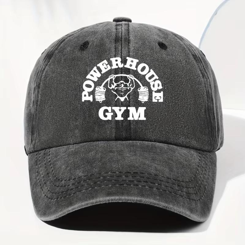 

Unisex POWERHOUSE GYM printed vintage washed baseball capadjustable design suitable for all seasons for outdoor and daily wear Adjustable