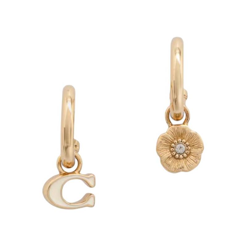 COACH Monogram with Flowers Earrings Women s Gold золотой