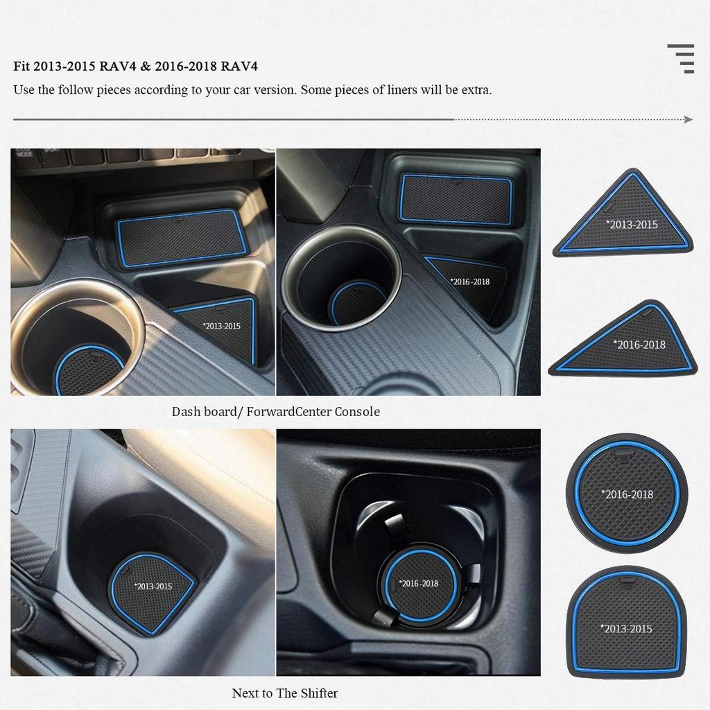 auovo Anti Dust Mats for Toyota RAV4 Accessories 2013 2014 2015 2016 2017 2018 Interior Fit Cup Holder erts Door Liners (13pcs/Set) (Blue)