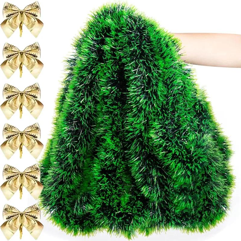 10M Christmas Decorations Green Cane Ribbons Garland DIY Xmas Tree Ornaments Green Cane Ribbon Wreath Hanging Pendent Home Decor