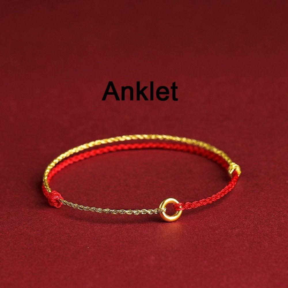 Charm Ping Buckle Red Rope Chinese Zodiac Year Charms Bangles Anklet for Friend Lovers