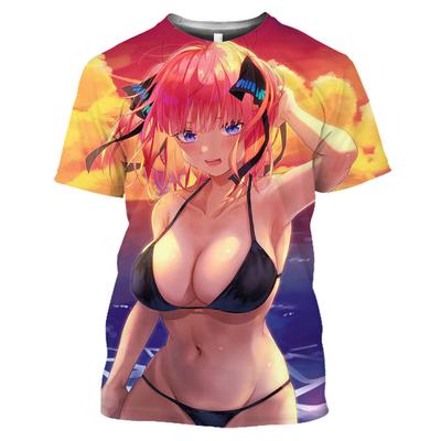 Nino Nakano The Quintessential Quintuplets Sexy Swimwear Girl Print Mangas Anime T Shirt Japanese Streetwear Otaku Oversize Tops