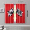 2pcs   Curtains Roller Blinds Race Flag Checkered Versatile Polyester (without rod) Decorations For Home Ldeal for Living Room