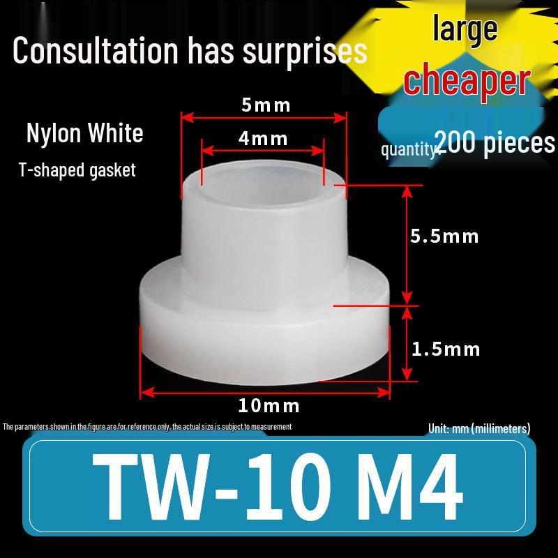 T-shaped Nylon Insulating Washer for M2-M12 Shafts
