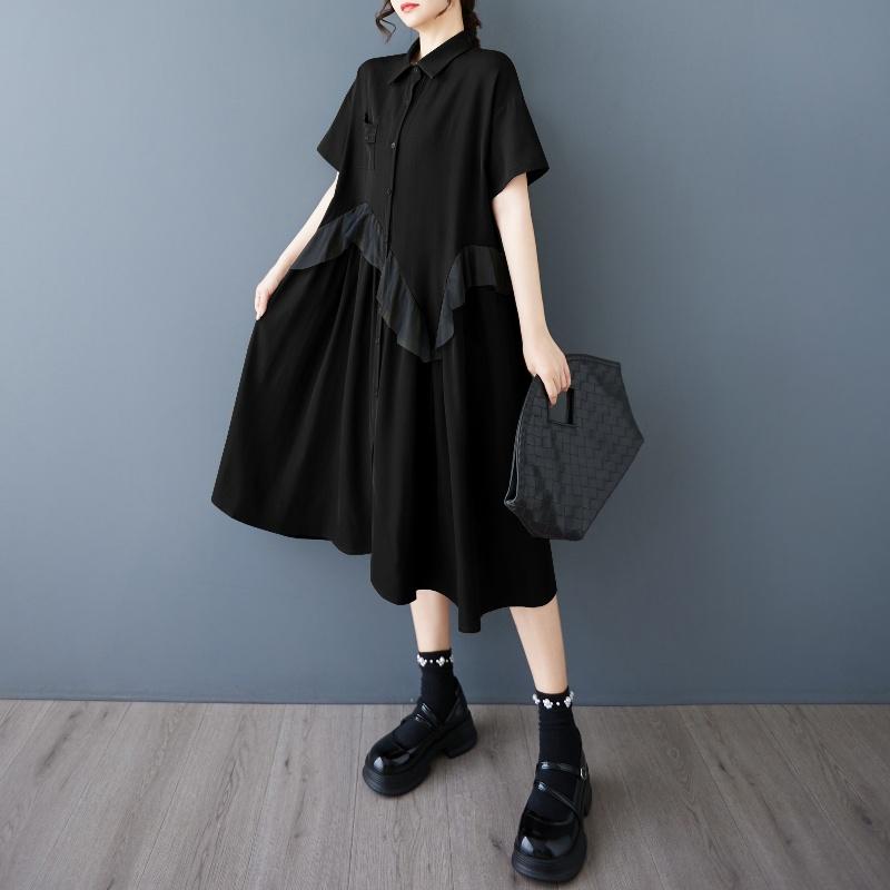 Short Sleeve Plus Size Vintage New In Dresses for Women Casual Loose Long Summer Shirt Dress