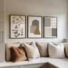 Boho Abstract Wall Art Set of 3 Neutral Botanical Prints Earthy Japandi Decor Minimalist Geometric Posters Modern Home Print