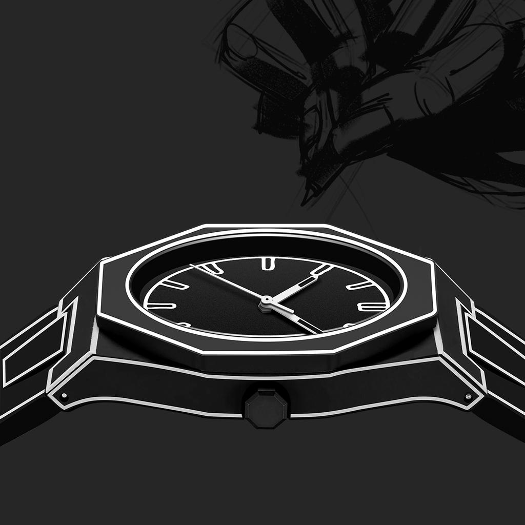 Men's Quartz Watch 3D Sketch Quartz Watch Anime Style Sports Watch