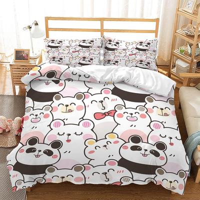 Home Textiles Three-Piece Cute Kitten Cartoon Digital Printing Quilt Pillowcase Bedding