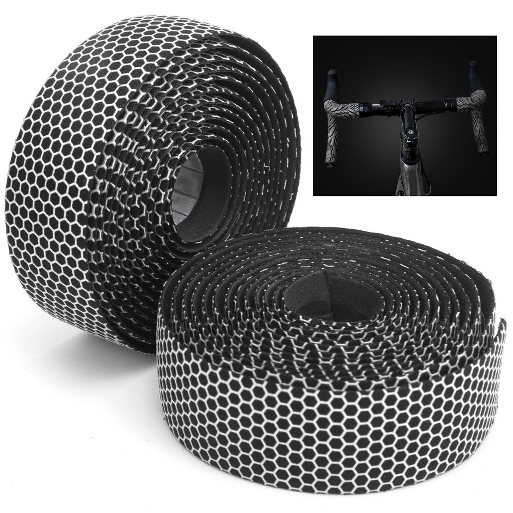 1 Pair Bike Handlebar Tape AntiSlip Elastic Bicycle Bike Cycling Handle Wraps Tape(Black White )