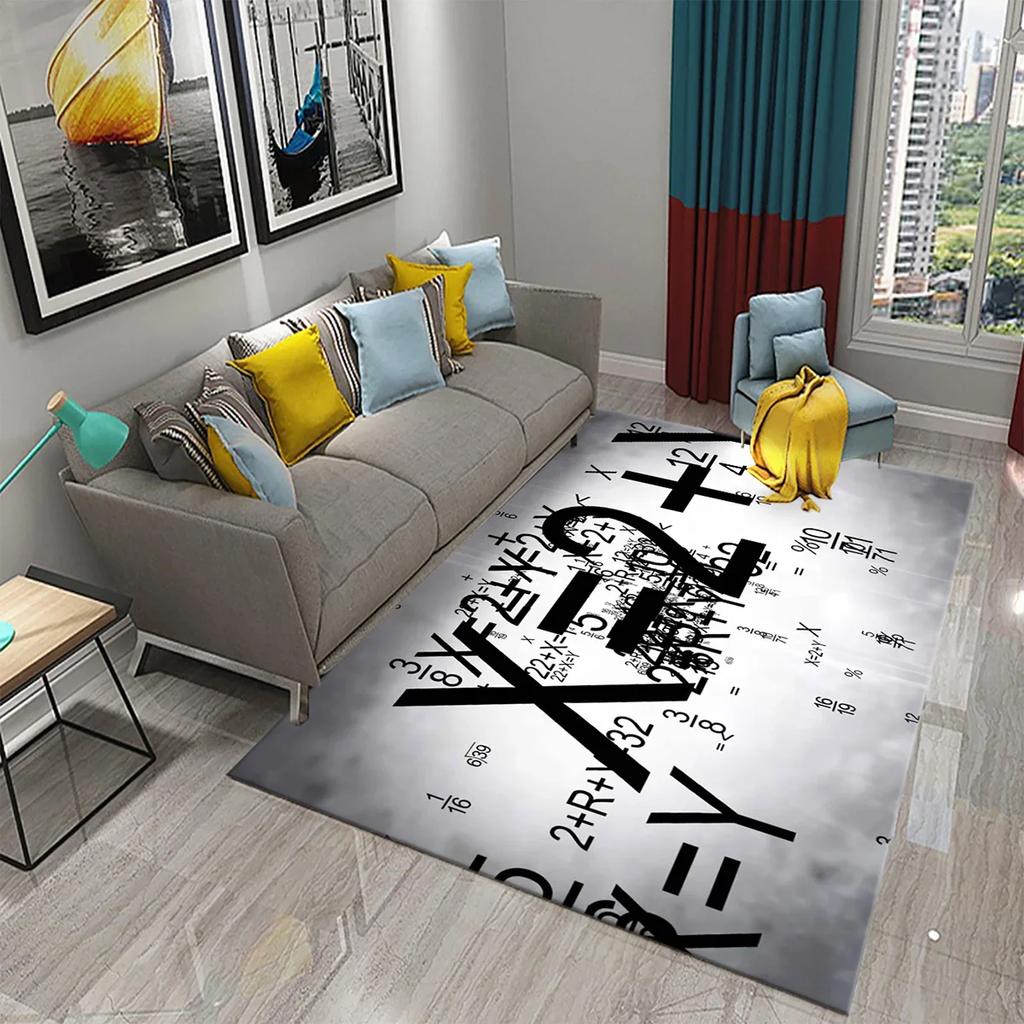 3D Mathematical Formula Carpet Non Slip Educational Rug for Kids Bedroom Bathroom Door Creative Math Mat