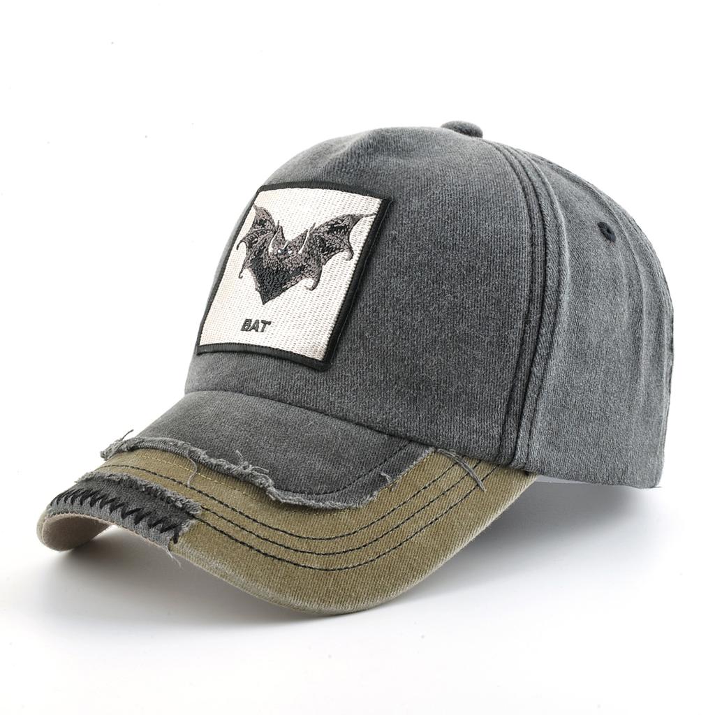 Vintage Denim Baseball Cap With Embroidery Bat Patch Men Snapback Hip Hop Dad Hats Women Four Seasons Adjustable Visor Cap
