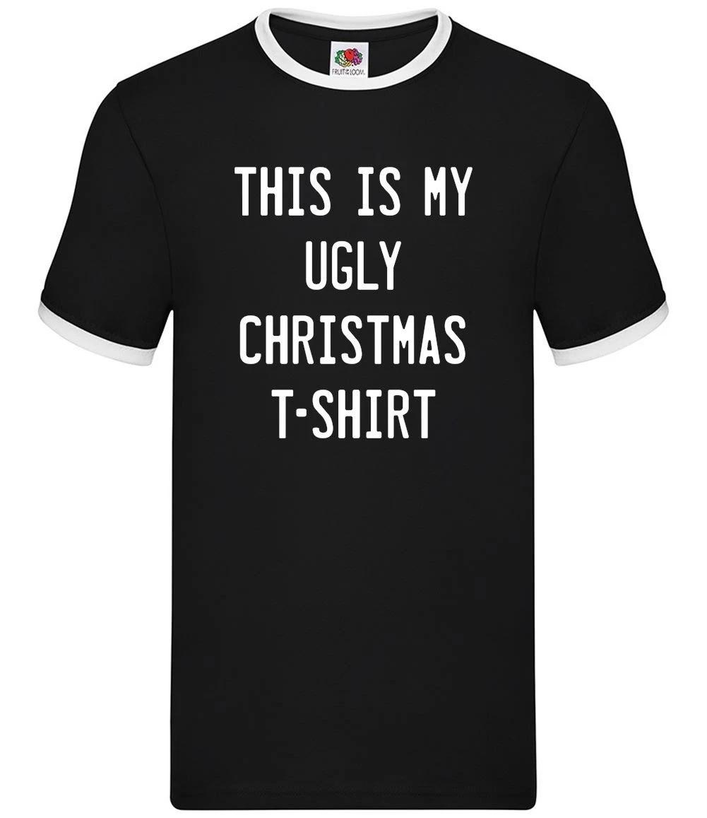 This Is My Ugly Christmas Shirt - Mens Ringer - Funny Xmas Secret Santa Festive M