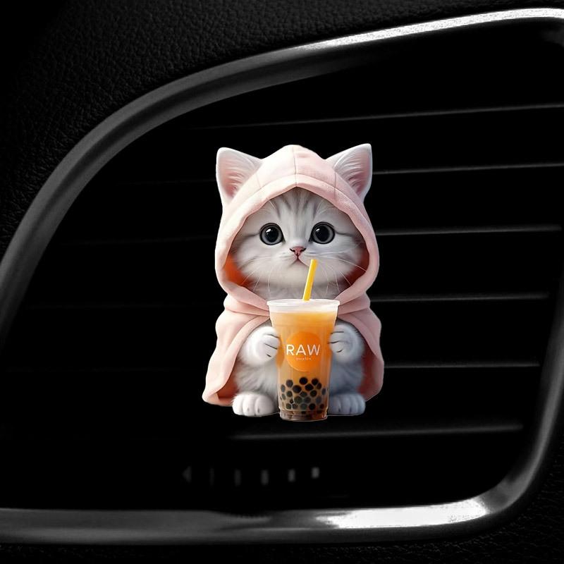 1pcs 2d Cute Cat Acrylic Car Air Freshener Set - Long-Lasting Scented Aromatherapy for Vehicle Interiors