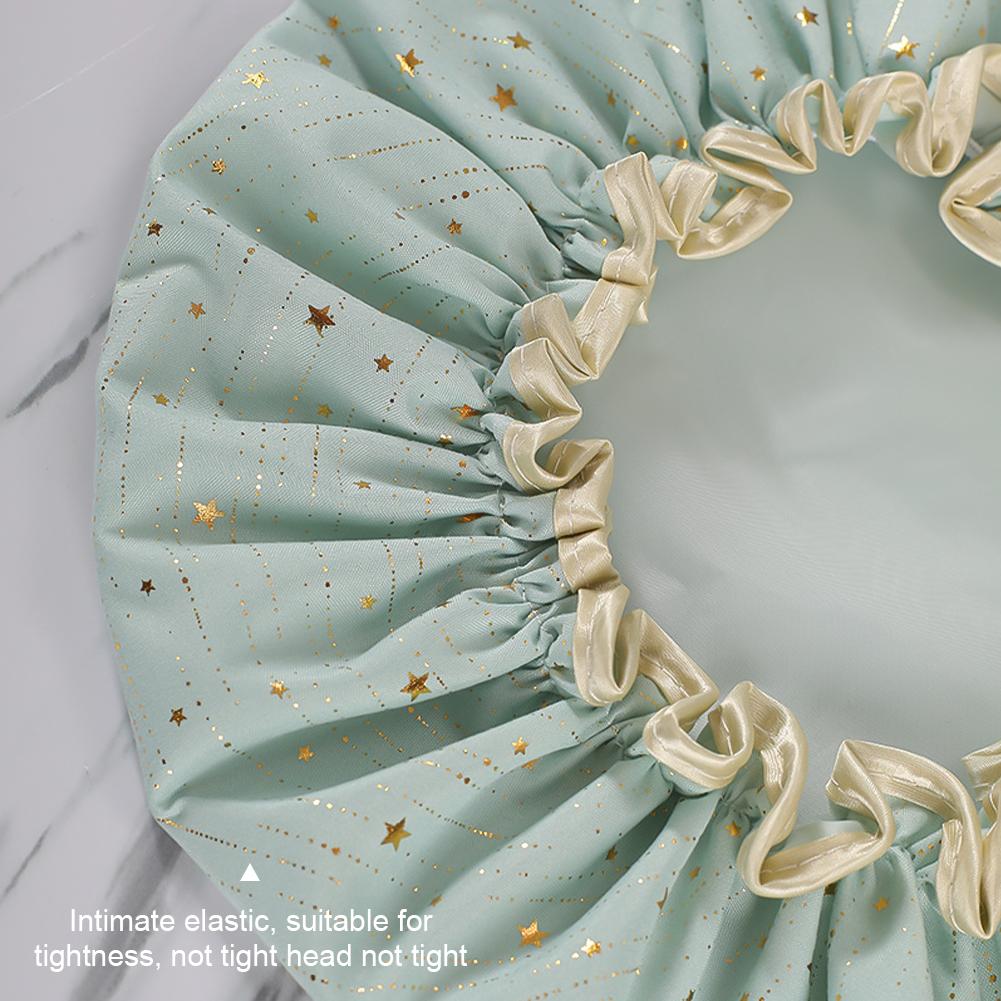 Waterproof Star Double Shower Cap Hair Cap Hot Gold Printed Terylene Cotton Shower Cap Bathing Women