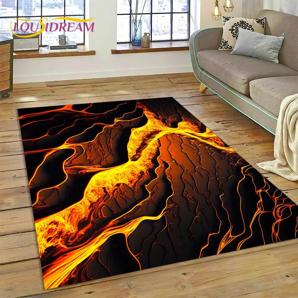 

Вулкан 3D Lava Magma Килимок для вітальні, спальні, домашній декор, підлоговий килимок, нековзка прикраса для дивана, кухонний килимок, подарунок 200x160cm( 78x62in )