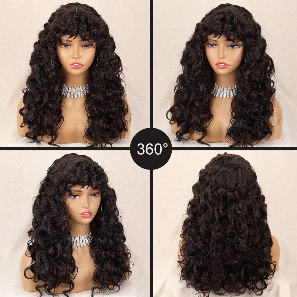 Extension de perruque synthétique longue et bouclée avec frange, grandes perruques de cheveux bouclés mignons et lâches pour femmes, Cosplay, usage quotidien