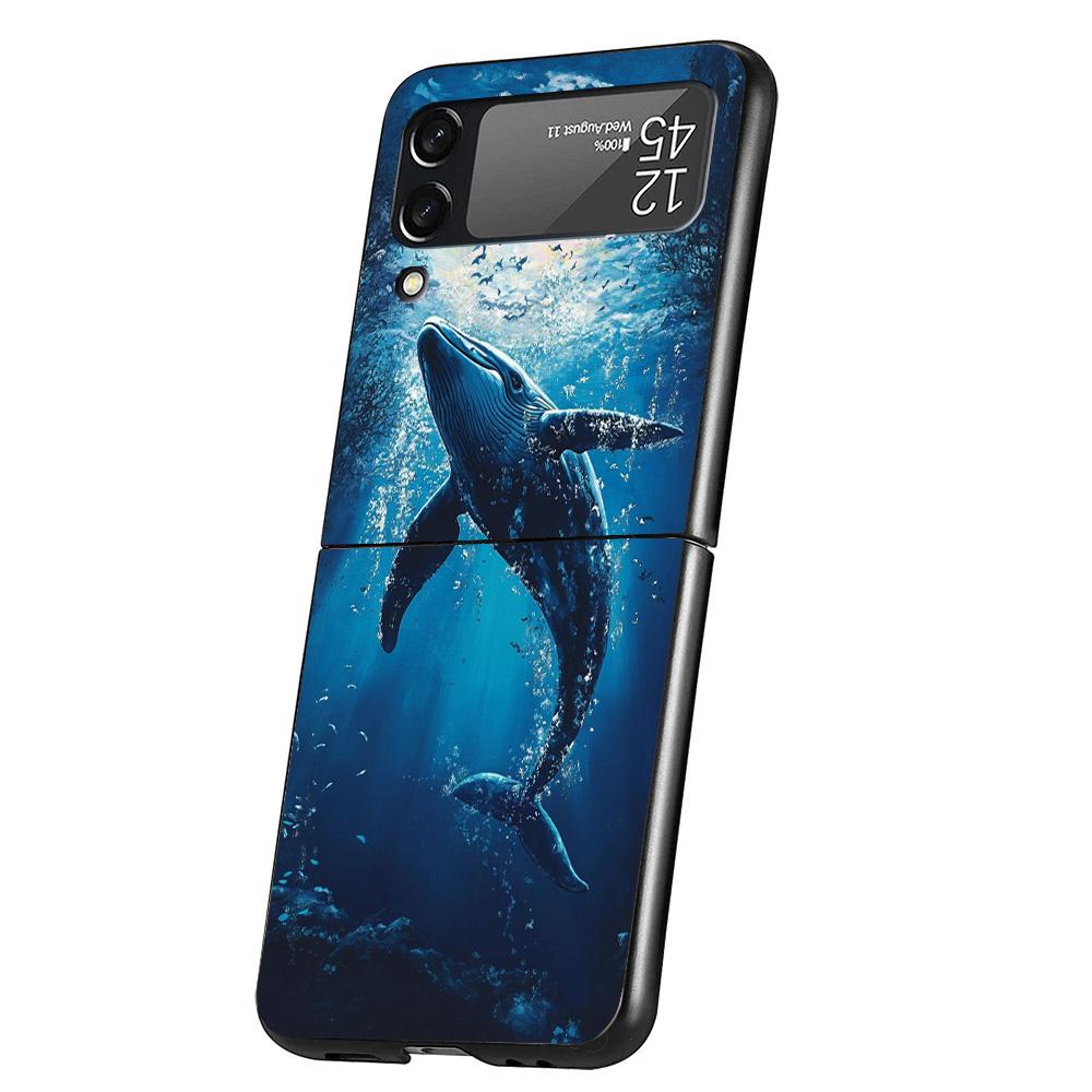 Humpback Whale Sea Giant Cover Phone Case For Samsung Galaxy Z Flip 7 6 5 4 3 5G Flip7 Flip6 Flip5 Flip4 Flip3 Black Fundas Shel