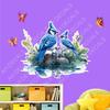 Blue Bird Cartoon Wall Sticker for Kidsroom Class Room Home Décor (60x50cm)