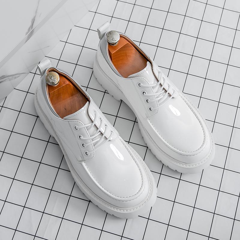 Fashion British Style Mens Leather Oxford Shoes Luxury Formal Business Wedding Dress Shoes Thick Bottom Anti-slip Wearable Casual Shoes