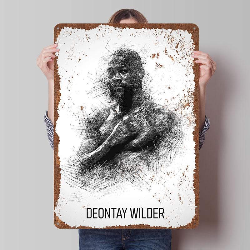 Deontay Wilder Boxer Metal Posters Custom Vintage Metal Signs Wall Art Tin Plaque for Man Cave Bedroom Decorations Home Decor