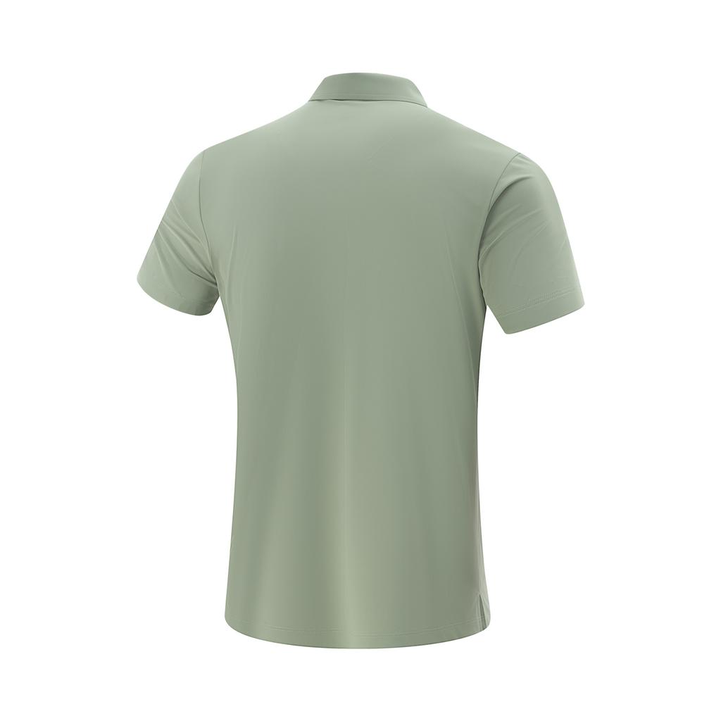 Li-Ning Comfortable Casual Simple Versatile Breathable Solid Color Short Sleeve Polo Shirt Men tops Grass-Green APLV575-4