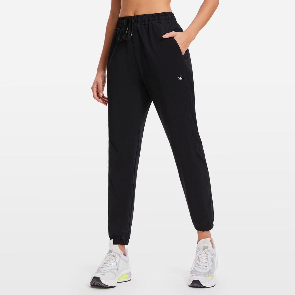 Unisex Quick-Dry Breathable Running Pants with Double Side Pockets and Elastic Drawstring