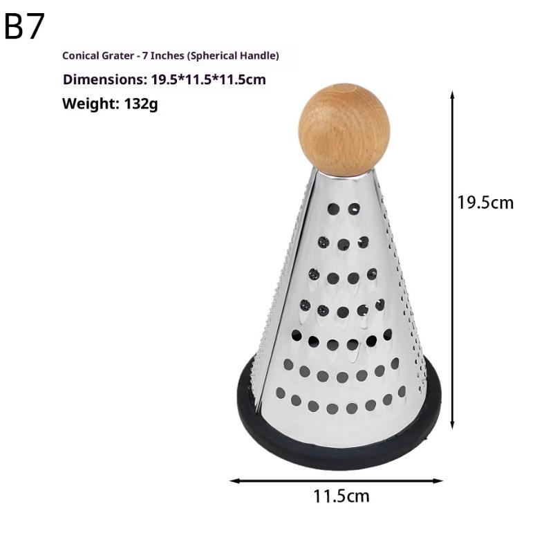Manual Cheese Grater Cone Shaped Stainless Steel Ergonomic Kitchen Gadget for Cheese Fruits Vegetables Fast Prep
