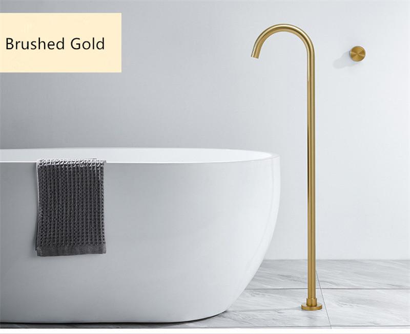 Tuqiu Brushed Gold Floor Mounted Bathtub Shower Faucet Black Bathtub Faucet Free Standing Bathroom Crane Bath Shower Mixer Tap