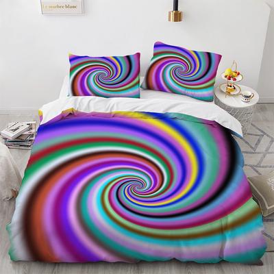 3D Print Abstract Psychedelic Swirl Duvet Cover Set Rainbow Stripe Art Design King Queen Size for Kids Boy Polyester Bedding Set