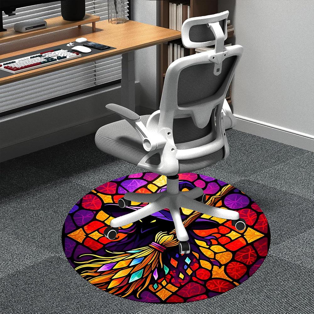 

1pc Witchcraft Halloween Office Round Area Rug, Indoor Mat Suitable ForOffice, Under Office Chairs Bedroom Living Room Home Decor, D150 80cm by 80cm