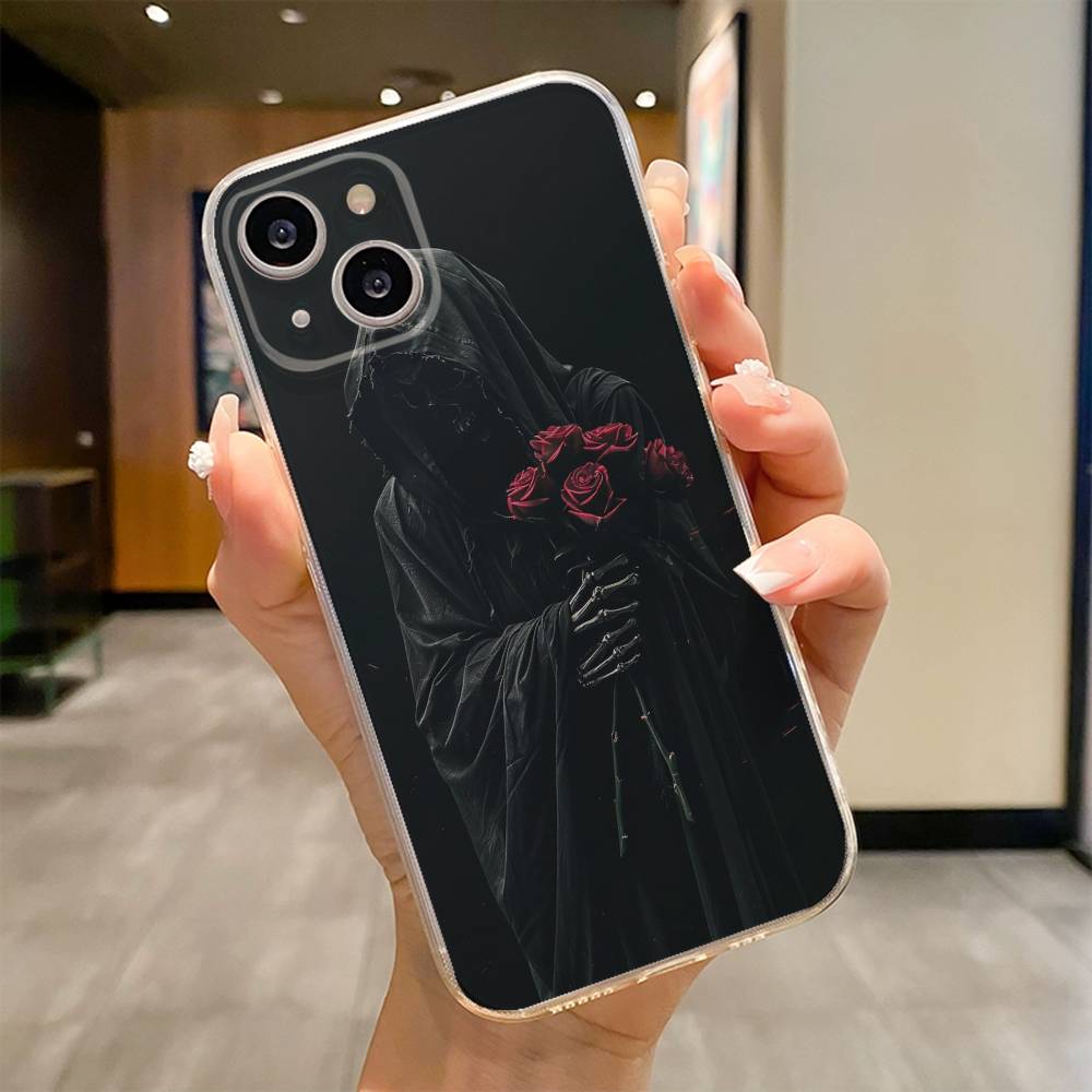 Skull Skeleton Grim Reaper Phone Case For iPhone 17 16e 16 15 14 13 12 11mini Pro Max X XR XSMAX 8 7 Air Plus Soft Cover