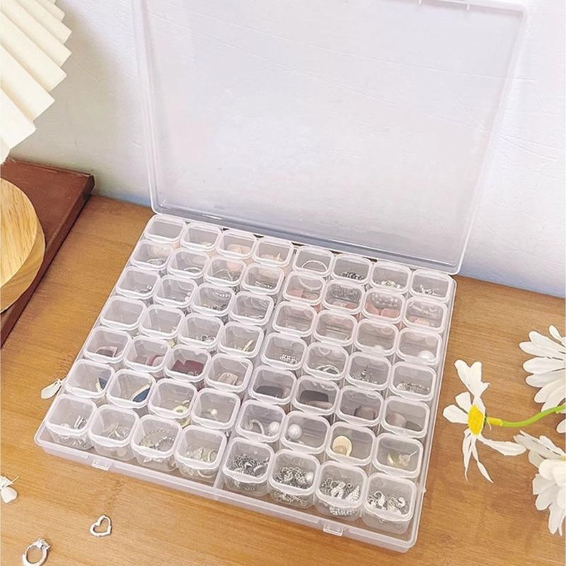 Clear Jewelry Storage Box with Lid, Compartment Case for Rings Earrings and Pendants, Vanity Display and Dresser Use
