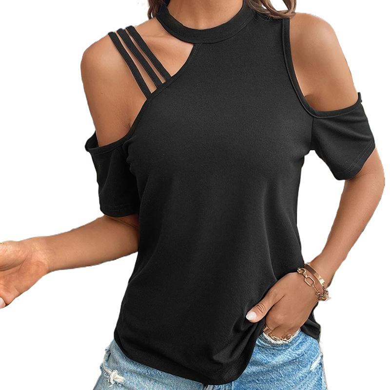 Sommer Damen T-Shirt Bequemes Lässiges Rundhals Einfarbig Kurzarm Top