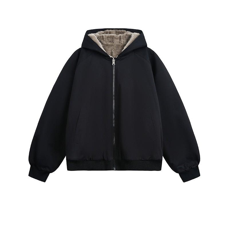 Unisex Reversible Hooded Puffer Jacket Winter Warm Thick Cotton Coat Men Women Teens