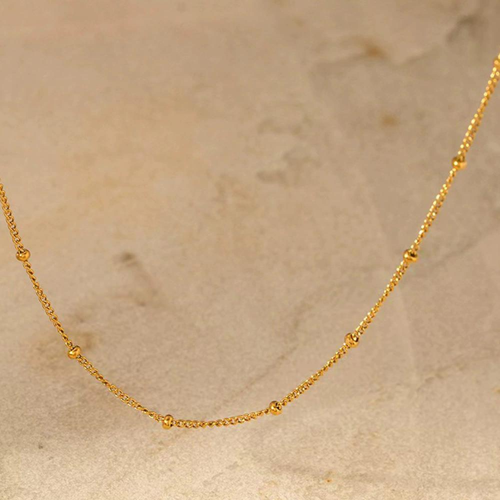 Stainless Steel Chain Necklace for Women Gold Color Thin Choker Bead Chain Necklace  Wholesale Dropshipping