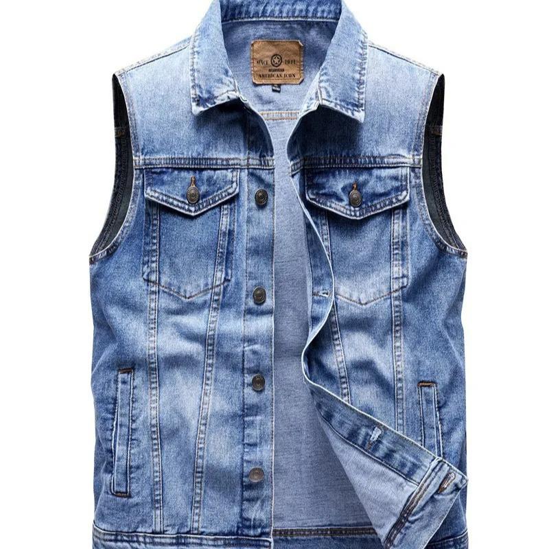 Men's Retro Trend Jacket, Large-sized Middle-aged Waistcoat, Pure Cotton Multi-pocket Vest Men Asian Size
