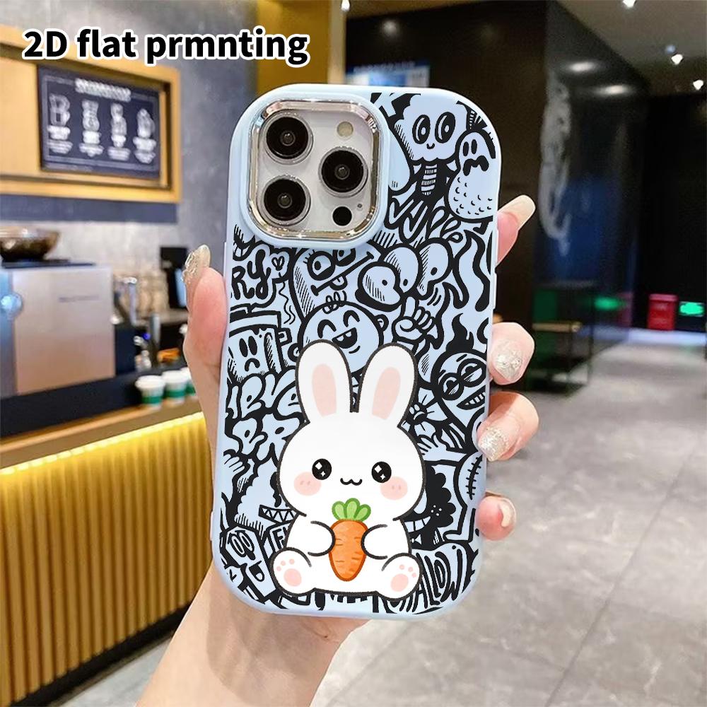 Phone Case: 2D Flat Design Suitable for iPhone 18 17 16 15 14 13 Pro, Couple Style, Little White Rabbit, Christmas and Halloween Gifts