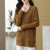Warm Knitted Sweater for Women Thickened V Neck Pullover Long Sleeve Large Size Tops Autumn Winter