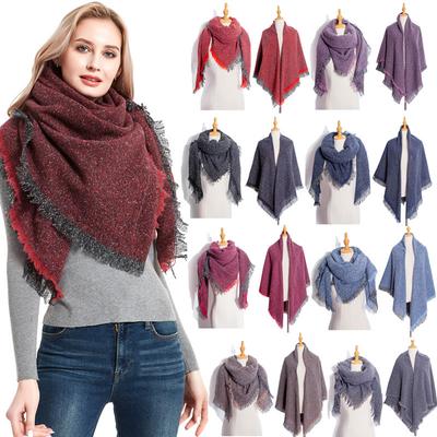 Autumn and Winter New Polyester Thickened Clip Flower Prickly Wool Solid Colour Large Square Scarf Scarf Ladies Shawl